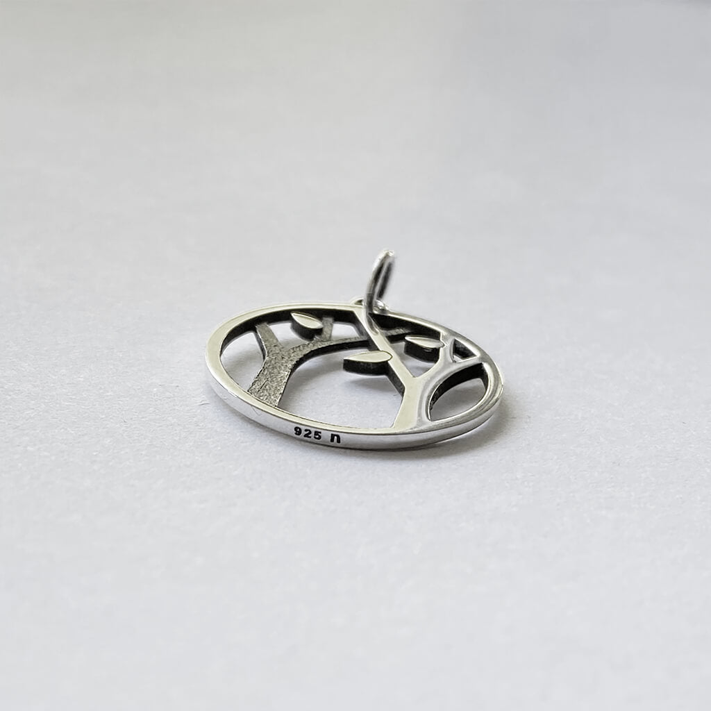 Sterling silver leafy trees in a woodland charm forest pendant