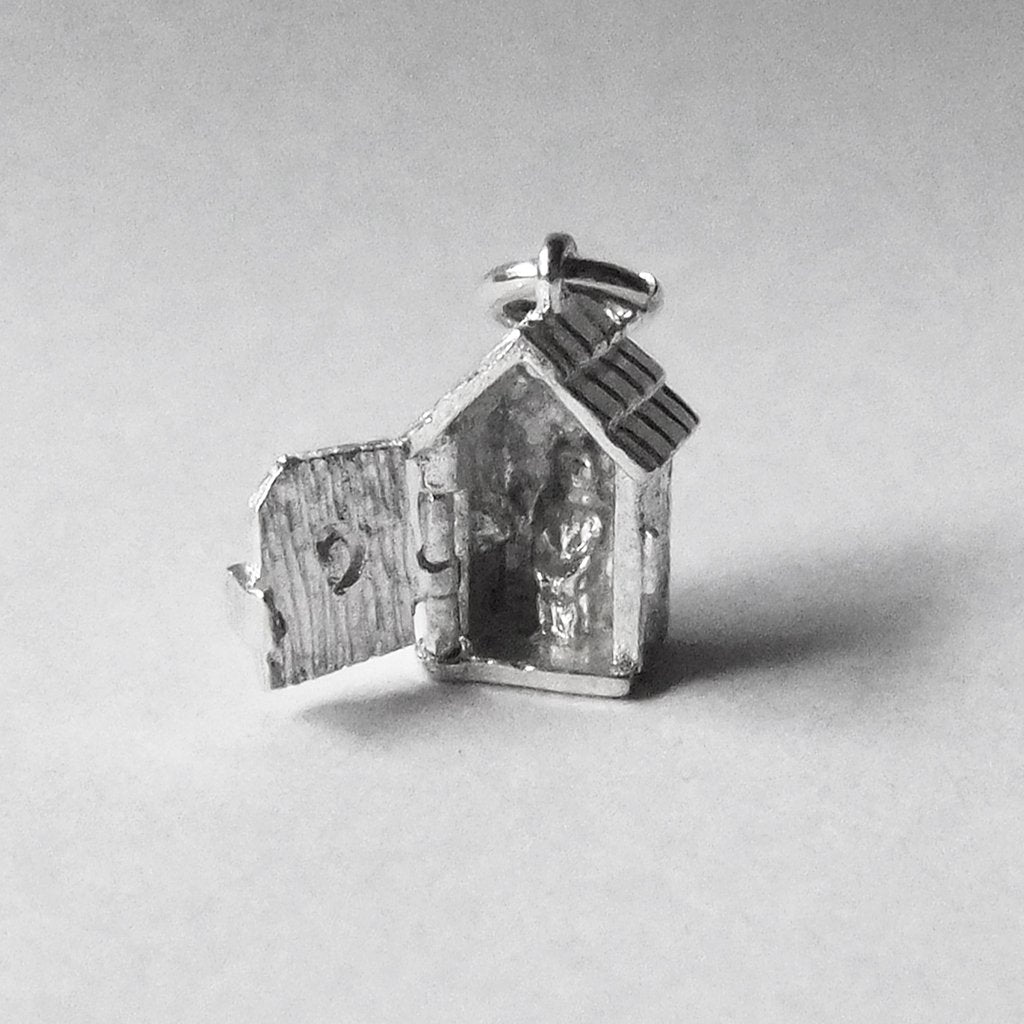 Outside lavatory charm sterling silver or gold