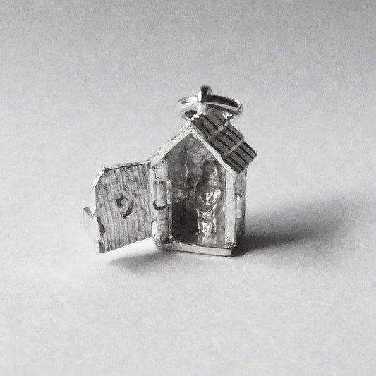 Outside lavatory charm sterling silver or gold