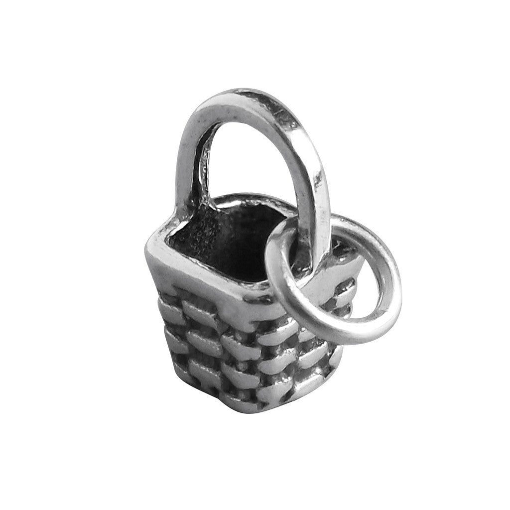 Sterling silver miniature basket charm
