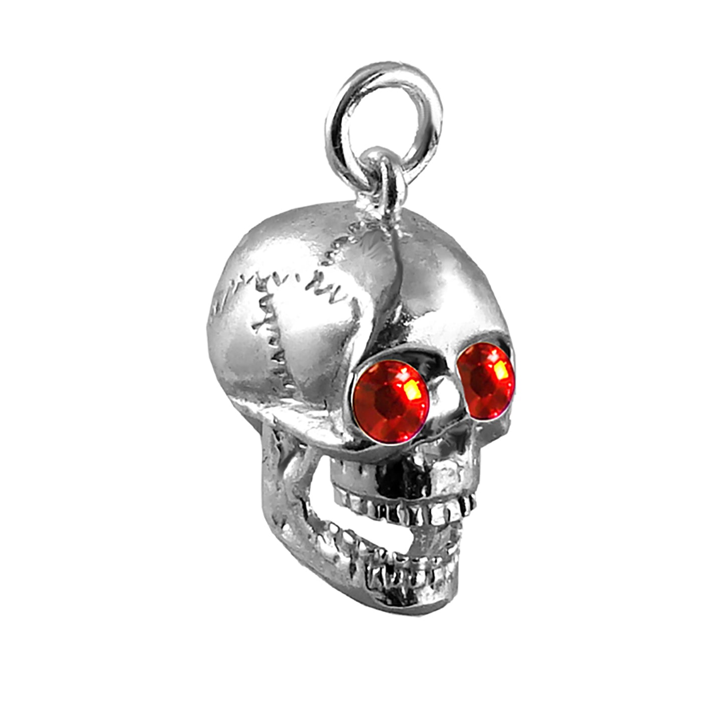 skull charm with red crystal eyes