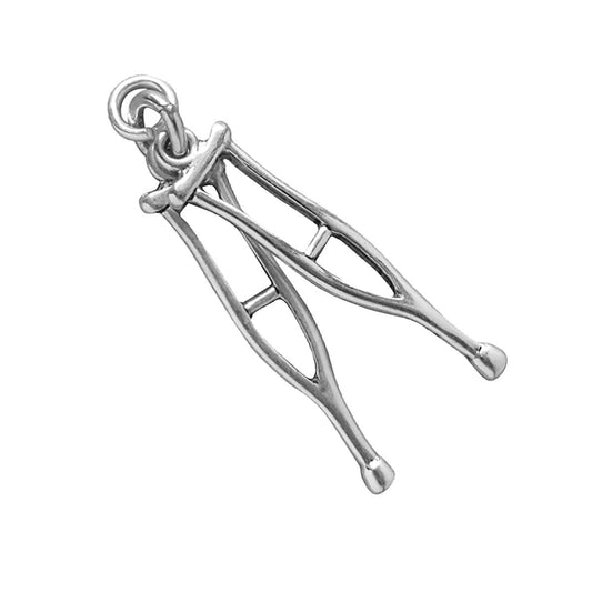 Crutches Charm Sterling Silver Medical Pendant