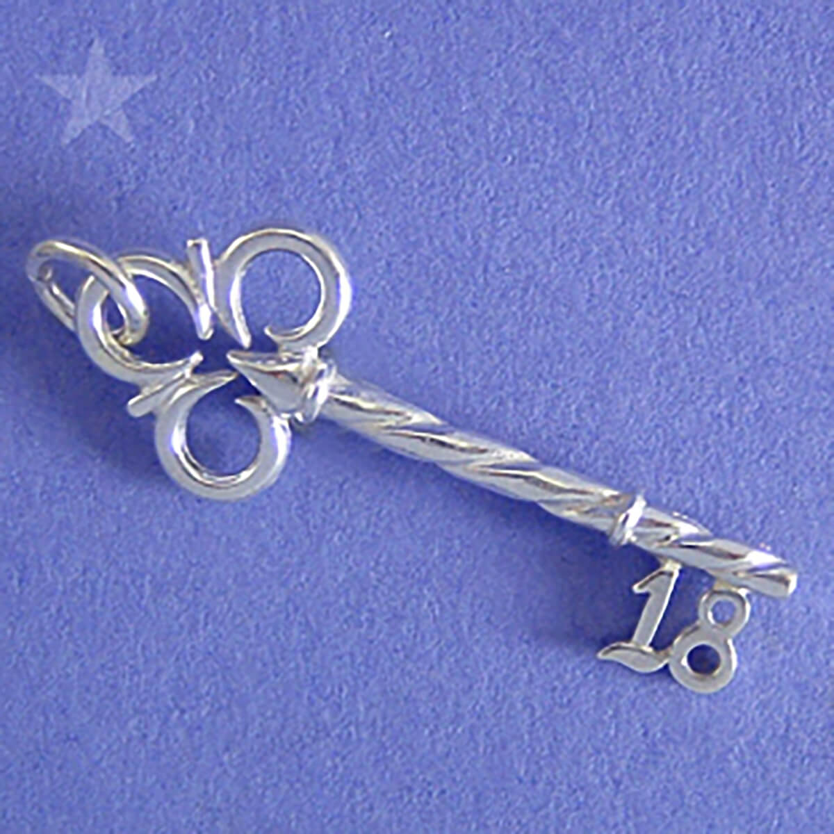 18th Birthday Key Charm Sterling Silver or Gold Anniversary Pendant