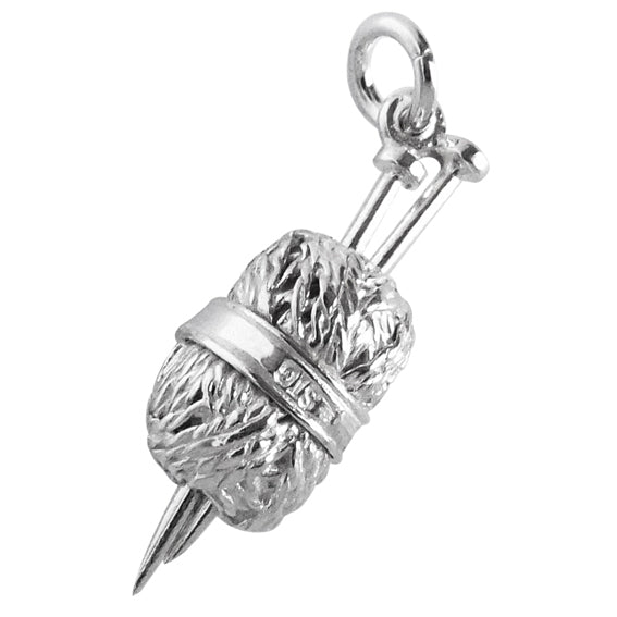 Knitting Charm Wool and Needles  Sterling Silver or Gold – Charmarama