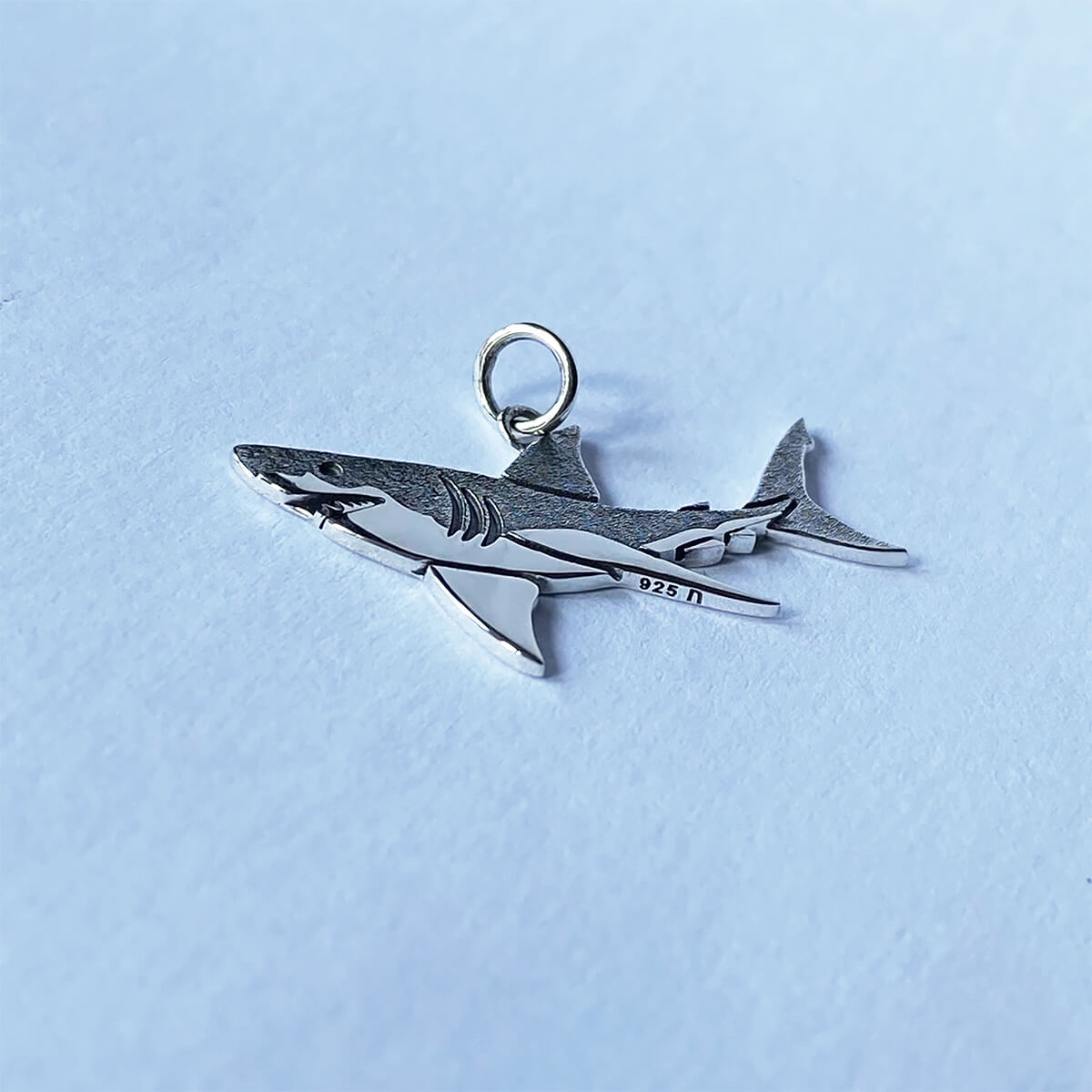 Great white shark charm sterling silver fish pendant