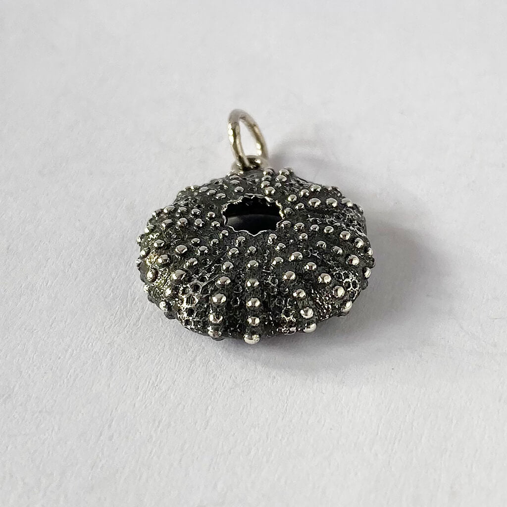 Sea Urchin Shell Charm Sterling Silver Beach Pendant