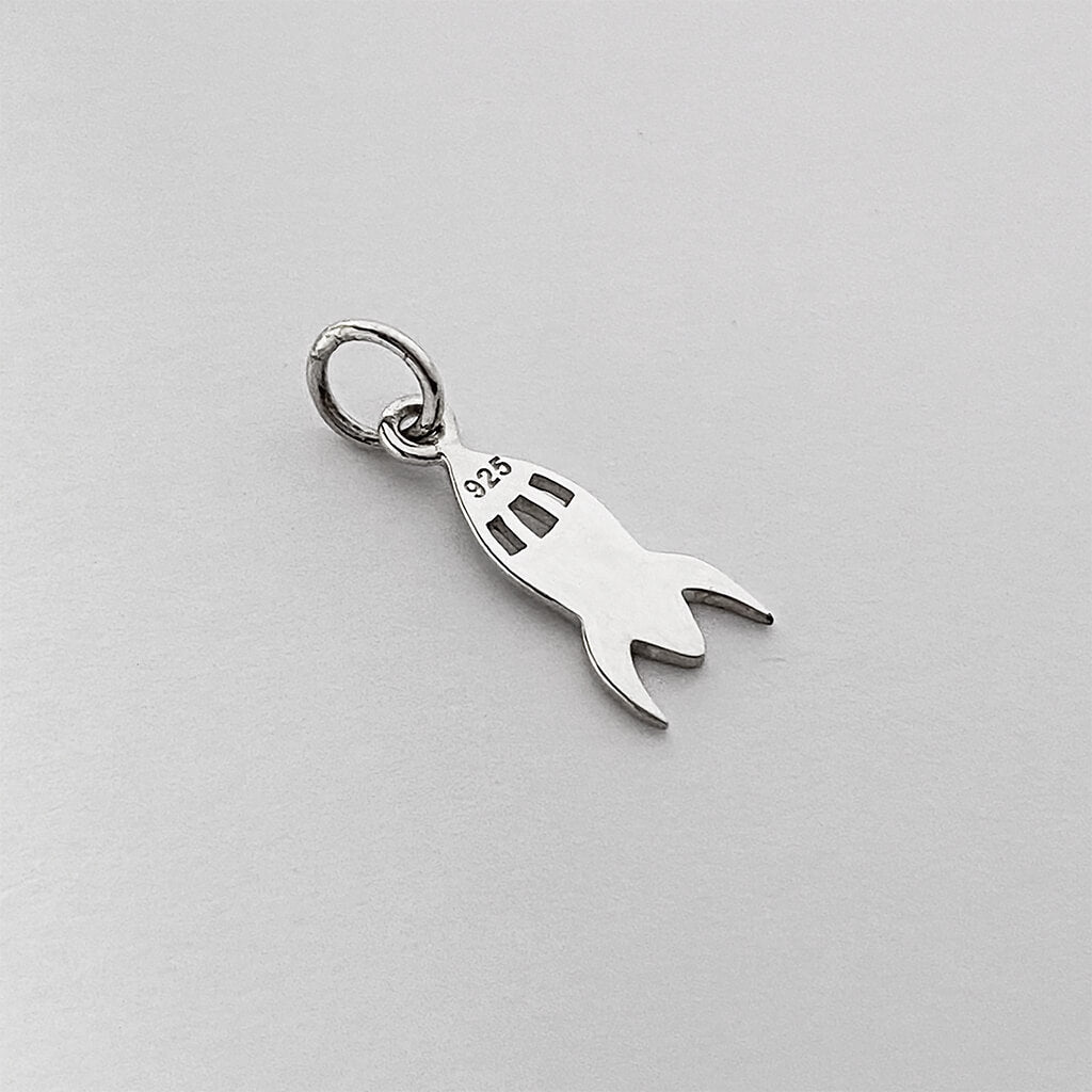 Space Rocket ship Charm Sterling Silver Pendant