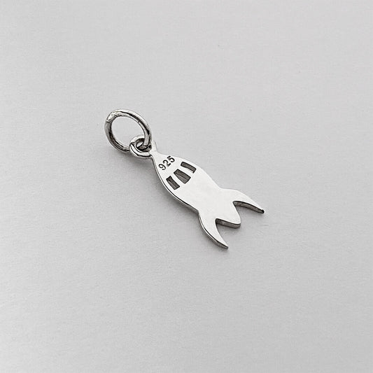 Space Rocket ship Charm Sterling Silver Pendant