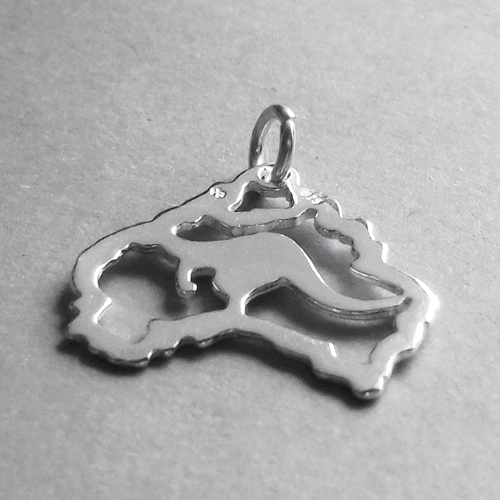 Australia Map and Kangaroo Charm Sterling Silver