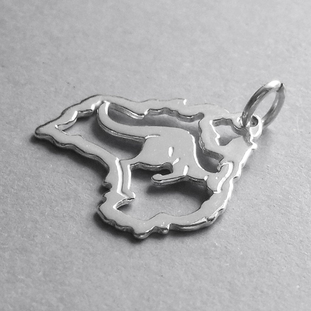 Sterling Silver Australia Map Charm with Kangaroo