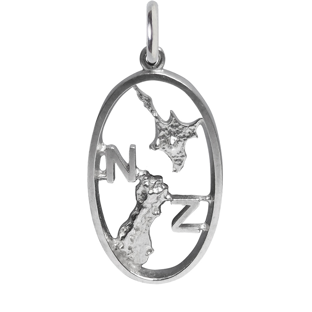 New Zealand Map Charm Sterling Silver NZ Pendant
