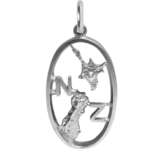 New Zealand Map Charm Sterling Silver NZ Pendant