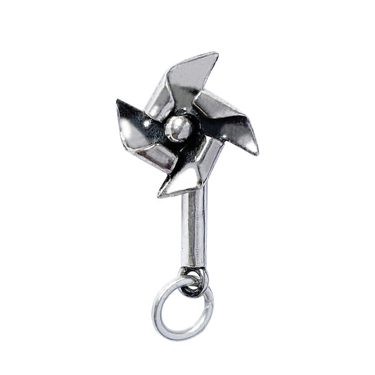 Sterling silver toy pinwheel charm with moving sails pendant