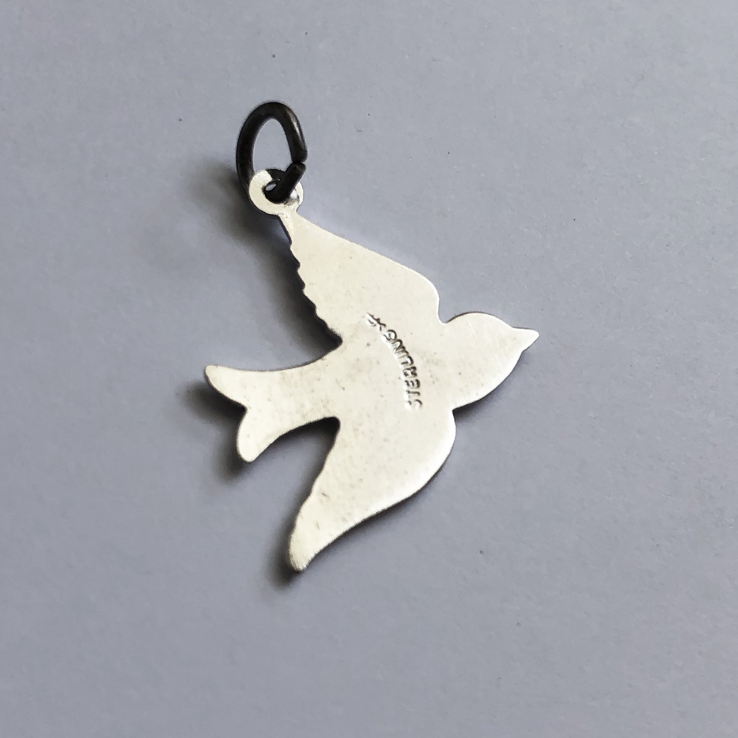 Vintage bluebird charm sterling silver and enamel reverse