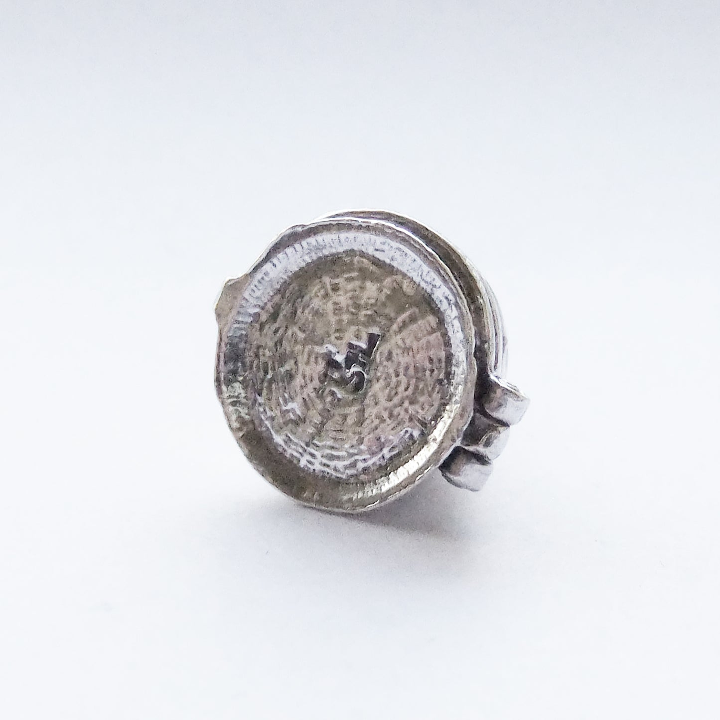 Vintage silver mechanical beehive charm opens to bee