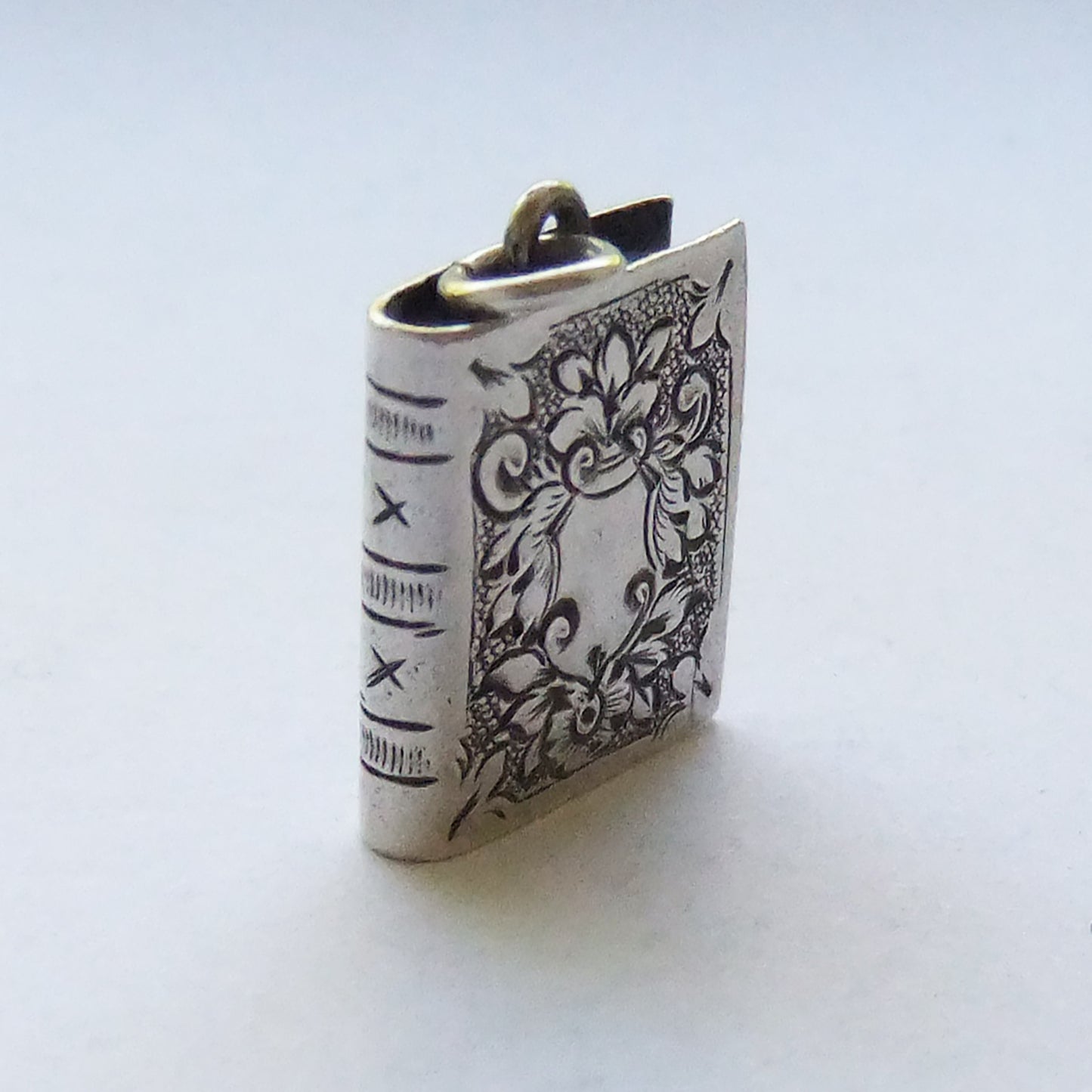 Antique Silver Book Charm Birmingham 1896 Victorian Pendant