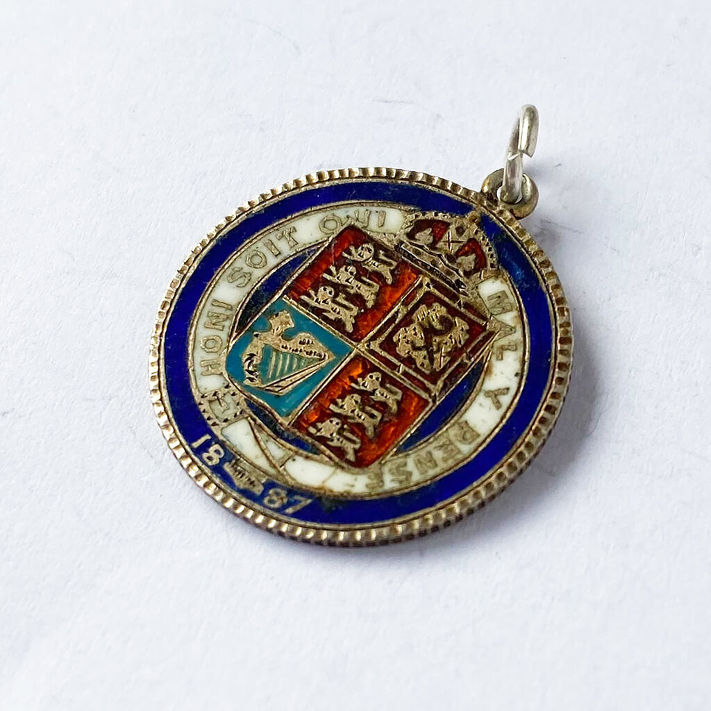 Antique Coin Enamel Queen Victoria Golden Jubilee 1887
