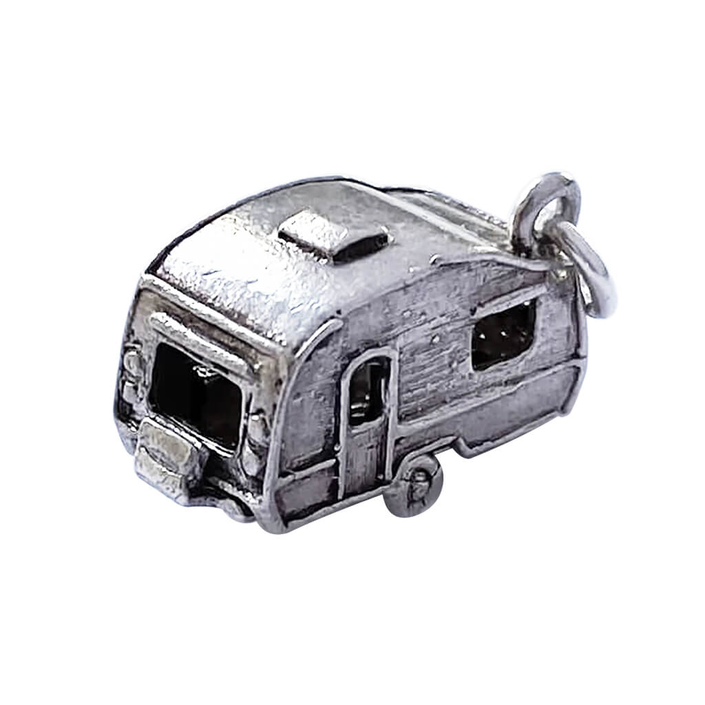 Vintage sterling silver opening caravan charm road trip pendant