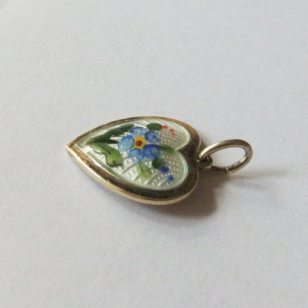 Vintage David Andersen blue forget-me-not flower heart charm