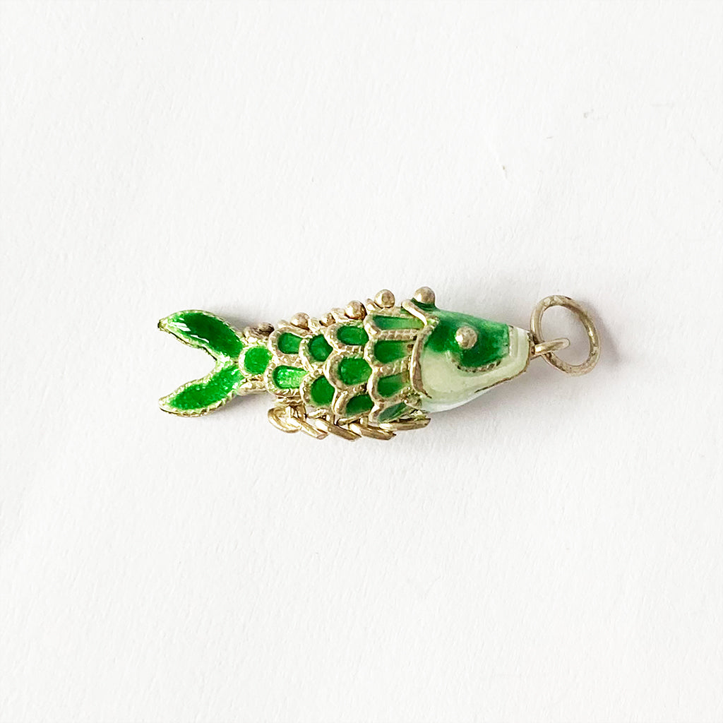 Beautiful Pendant, Fish With Stones And Enamel
