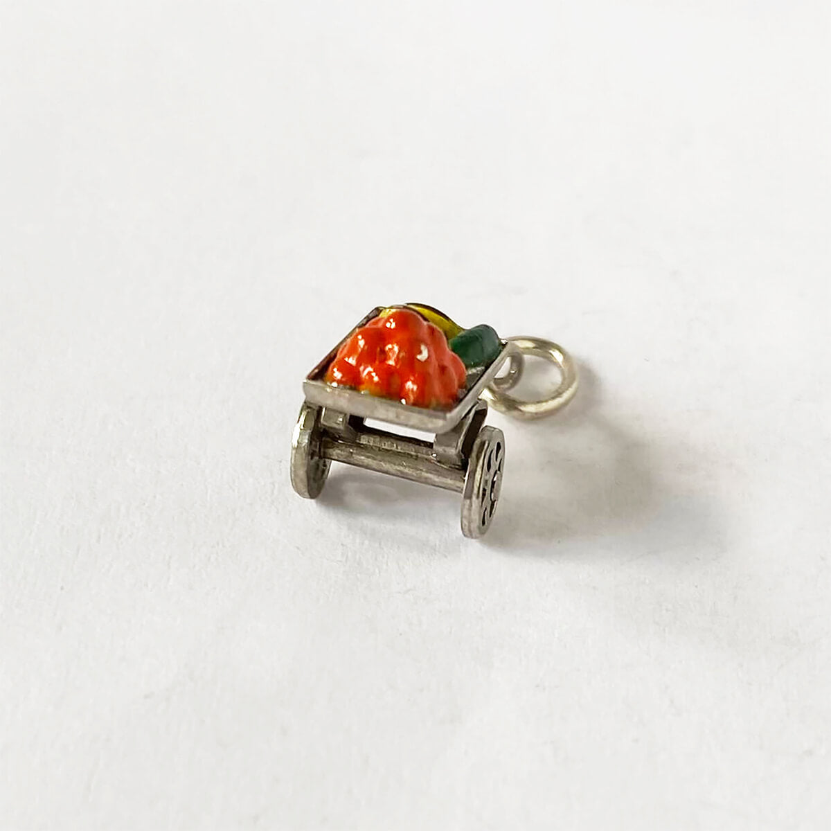 Vintage 1950s sterling silver and enamel market greengrocer charm