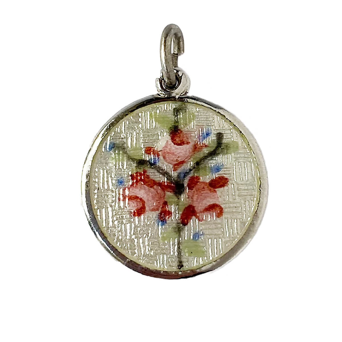 Vintage 1960s pink roses floral charm sterling silver pendant from Charmarama