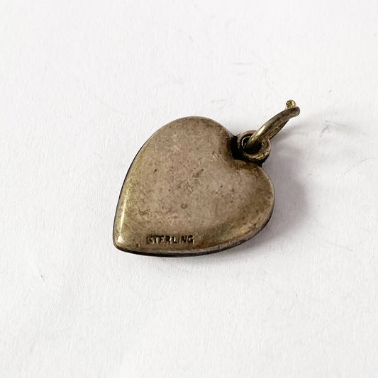 Heart Charm VINTAGE Green Leaf