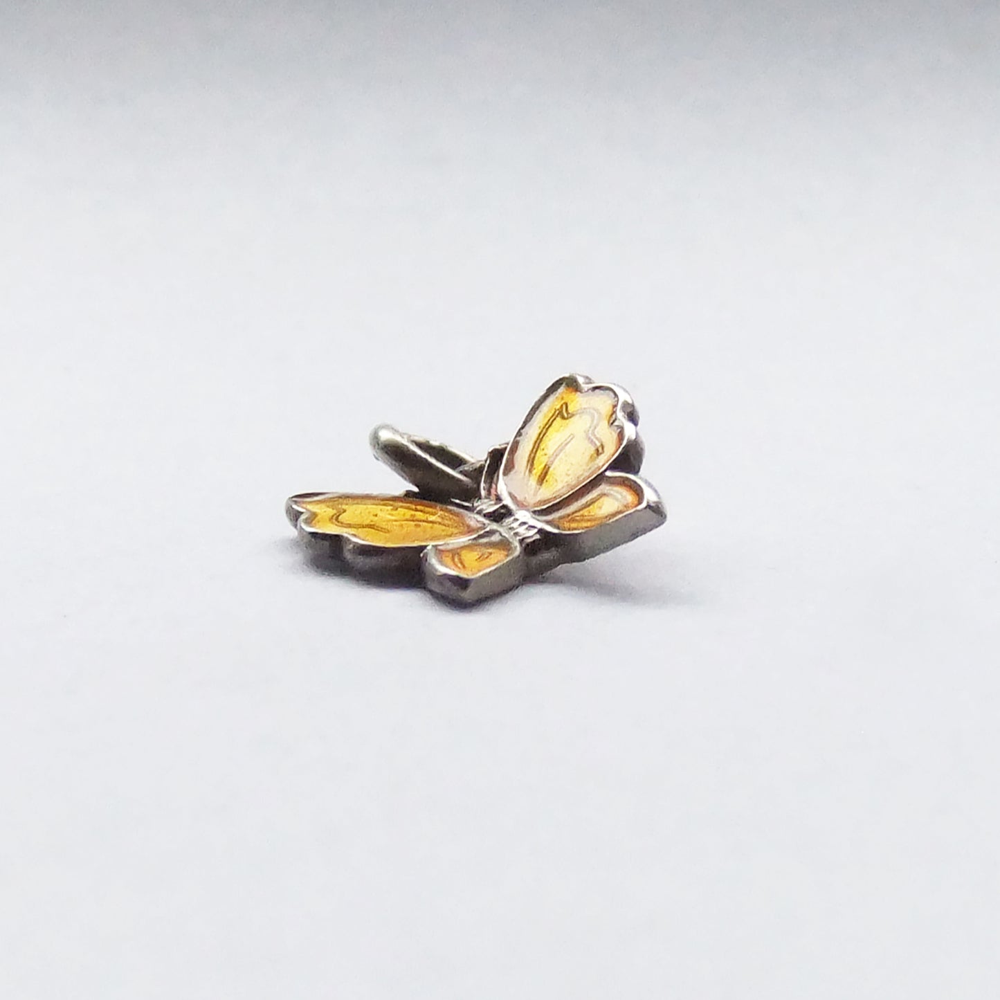 Vintage Yellow Butterfly Charm Danish Meka Sterling Silver Enamel