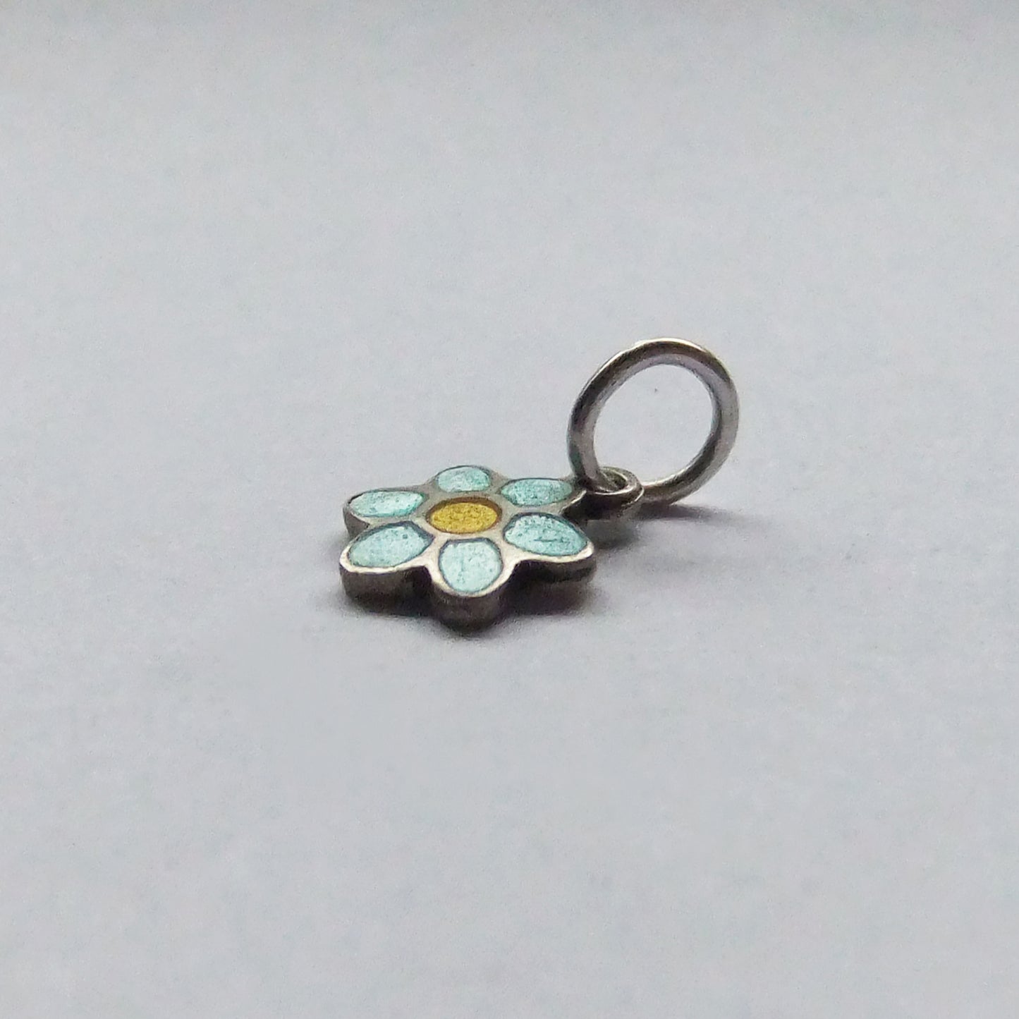 Vintage Forget-Me-Not Flower Charm Meka Danish Sterling Silver Enamel