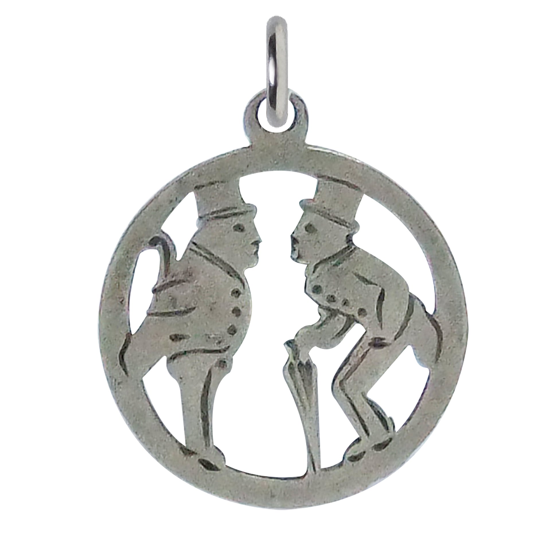 Antique top hat and tails charm sterling silver