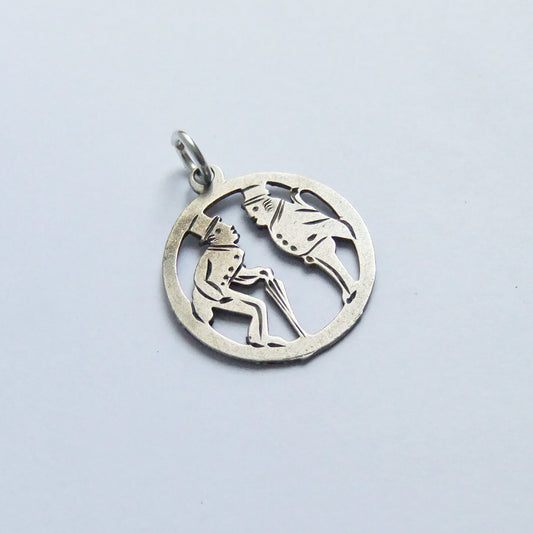 Antique gentlemen with umbrellas charm sterling silver