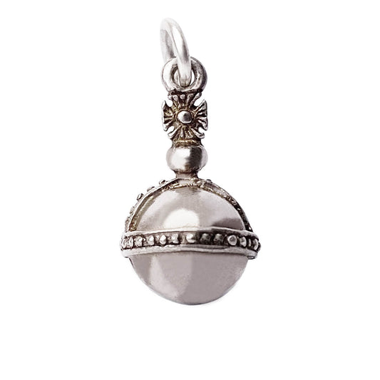 Vintage silver orb and cross charm royal pendant from Charmarama