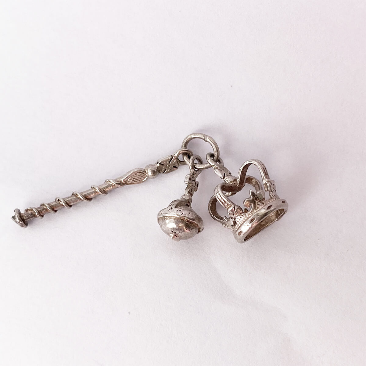 Vintage royal Crown, Globus Cruciger and Sceptre silver royal coronation charm