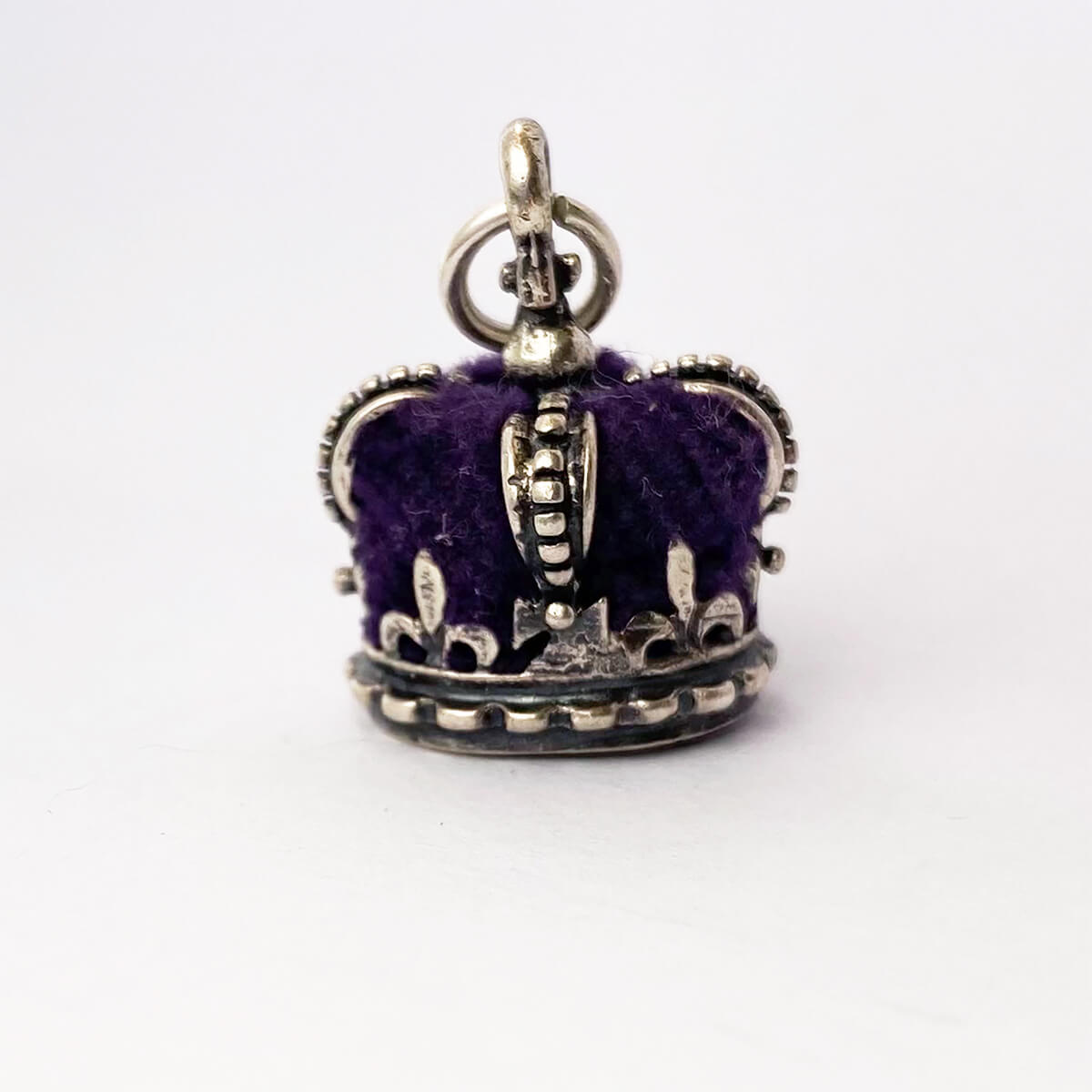 Vintage Beaucraft crown charm pendant with purple velvet