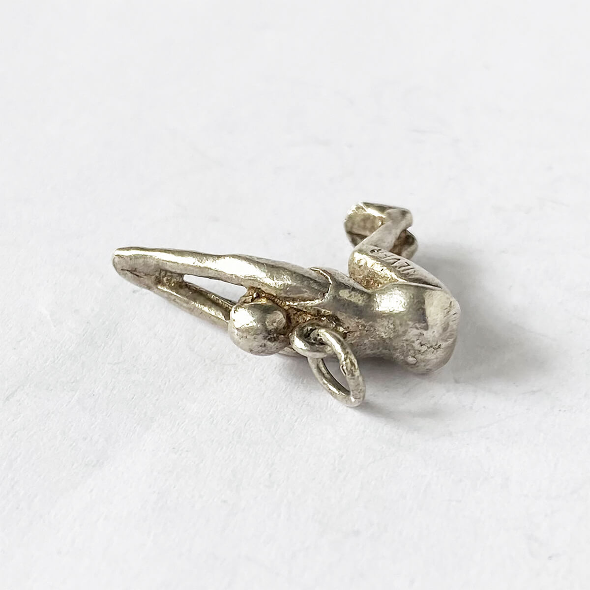 1960s vintage silver swimming athlete diving charm pendant