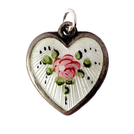 Vintage Walter Lampl sterling silver enamel heart charm pendant from Charmarama