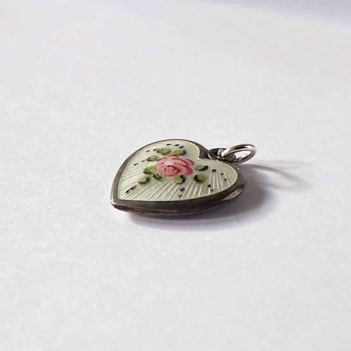 Sterling silver vintage white Walter Lampl puffed heart charm from Charmarama