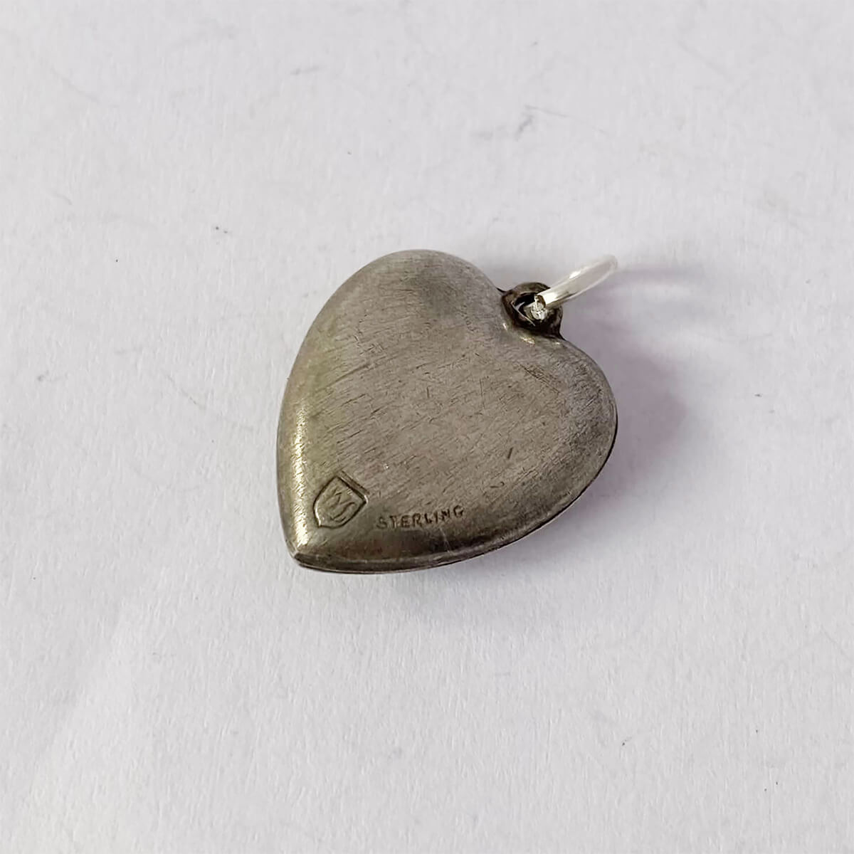 Vintage 1940s sterling silver repousse Walter Lampl puffy heart charm