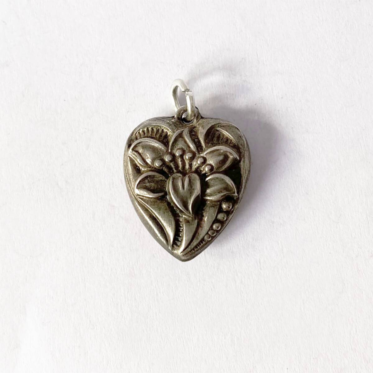 Sterling silver vintage Walter Lampl puffed heart charm from Charmarama