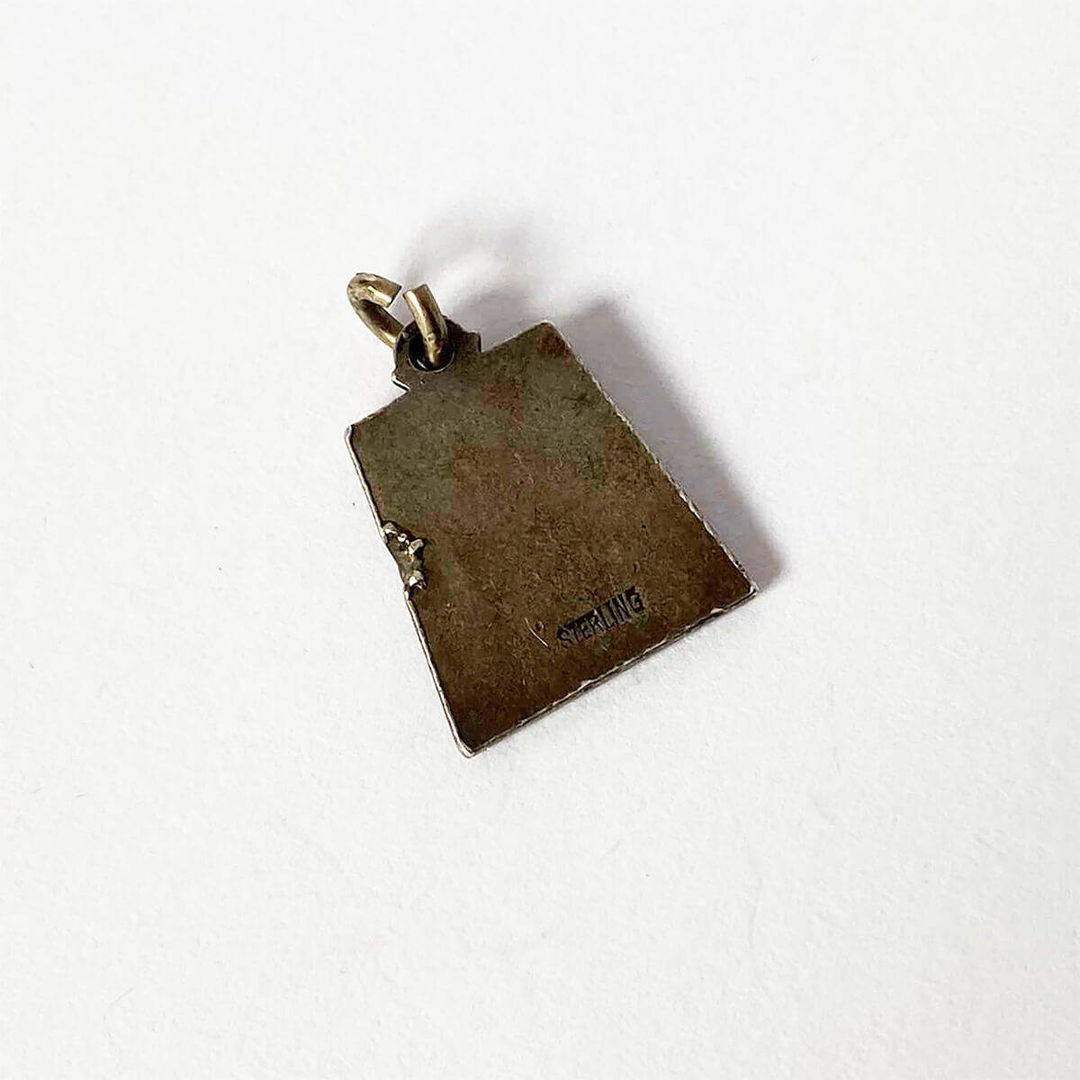 Vintage sterling silver star sign 1940s April birthday charm trapezoid zodiac pendant