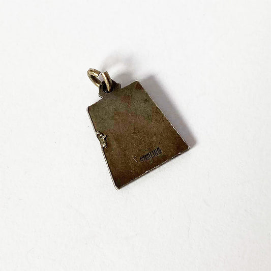 Vintage sterling silver star sign 1940s April birthday charm trapezoid zodiac pendant