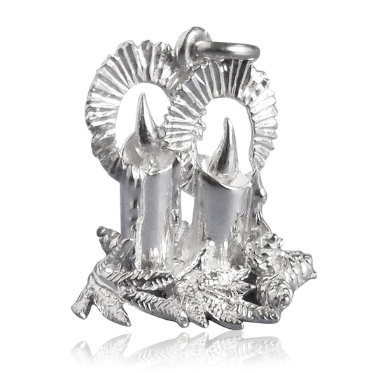 Christmas Candles Charm Sterling Silver or Gold