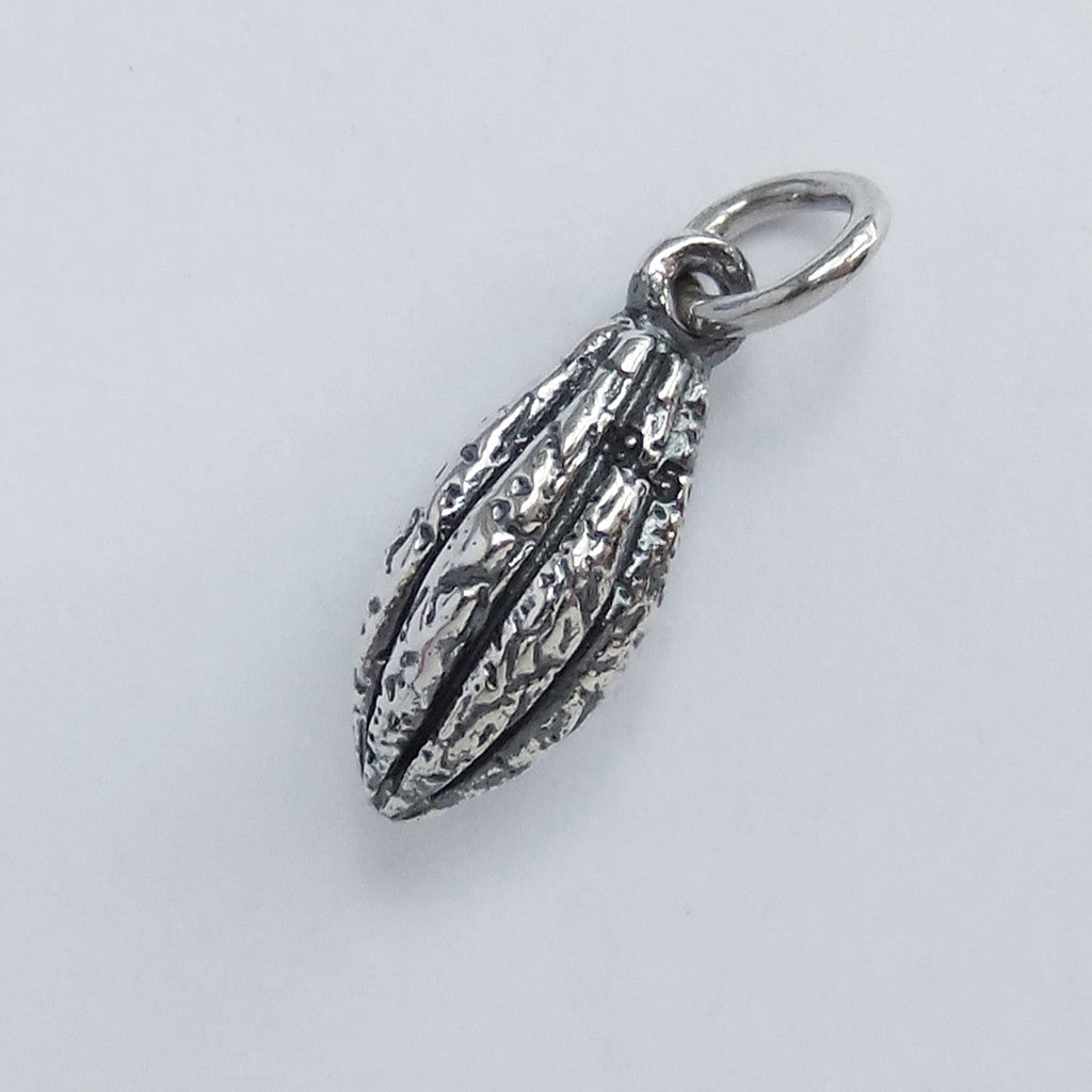 sterling silver cocoa pod charm