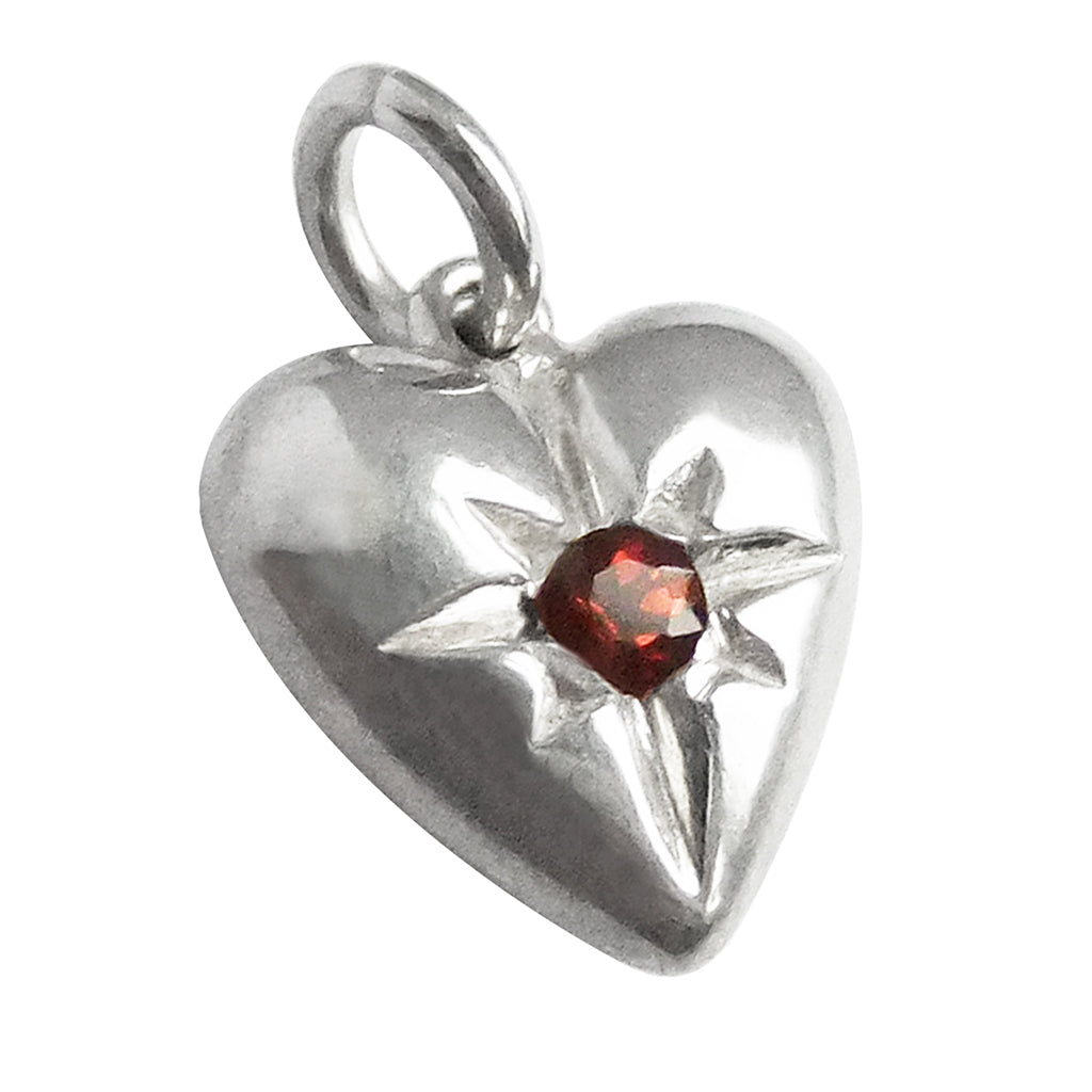 garnet set heart charm