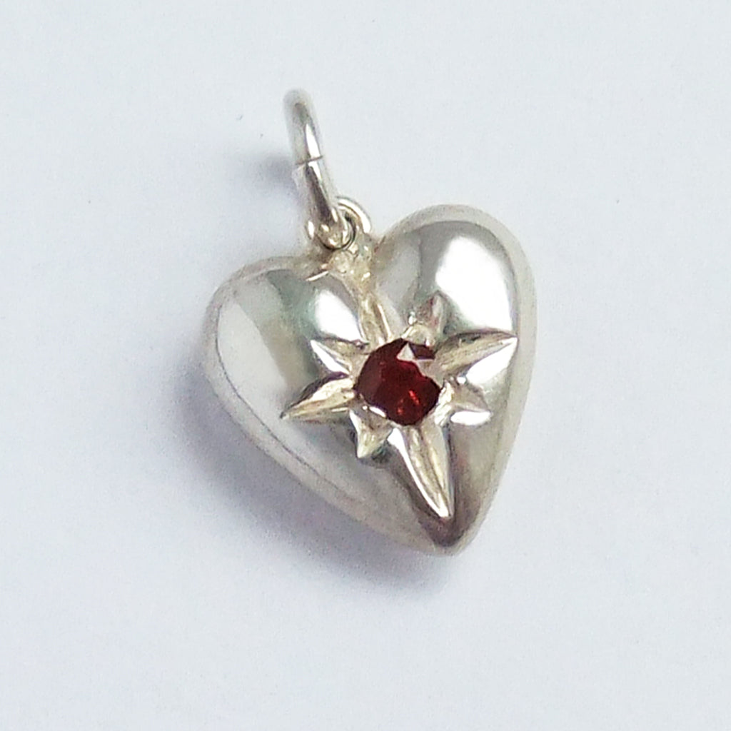 garnet set heart charm