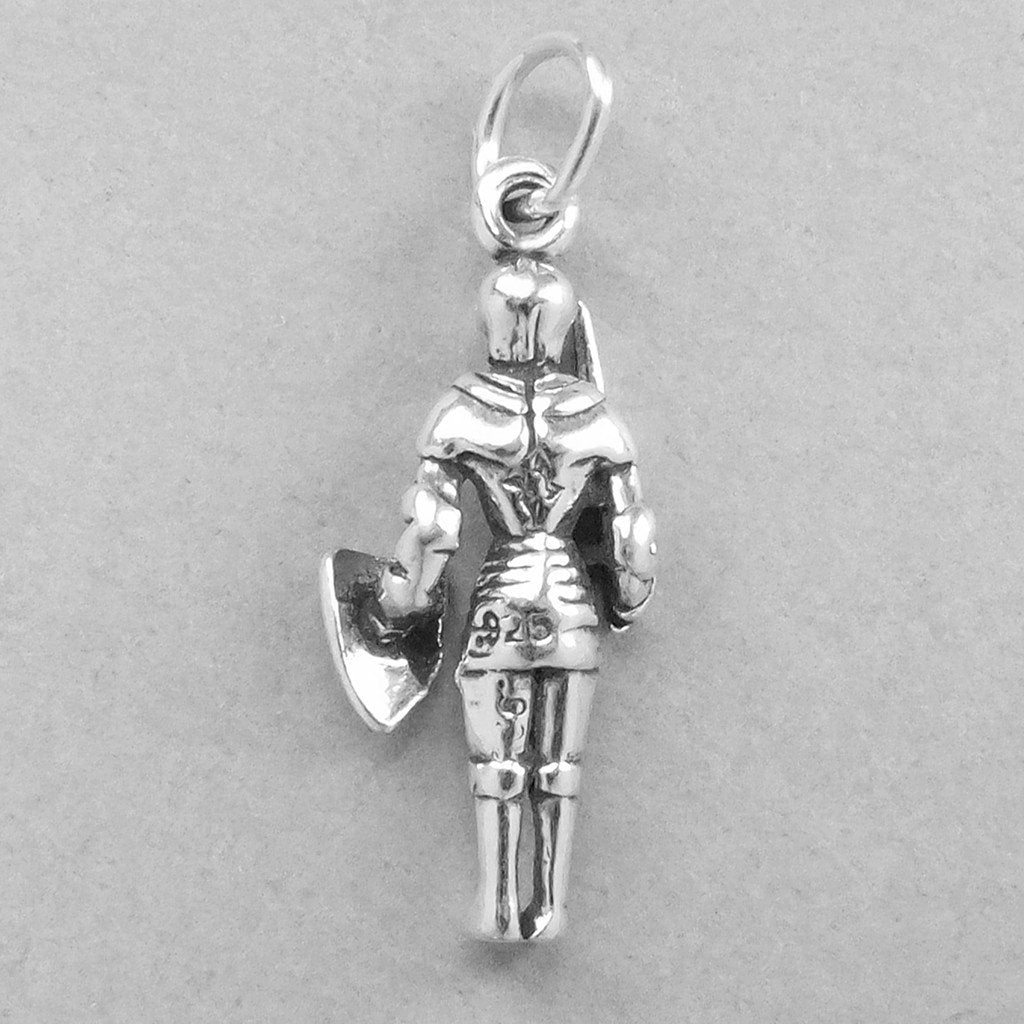 Sterling Silver Knight in Suit of Armour with Sword and Shield Charm