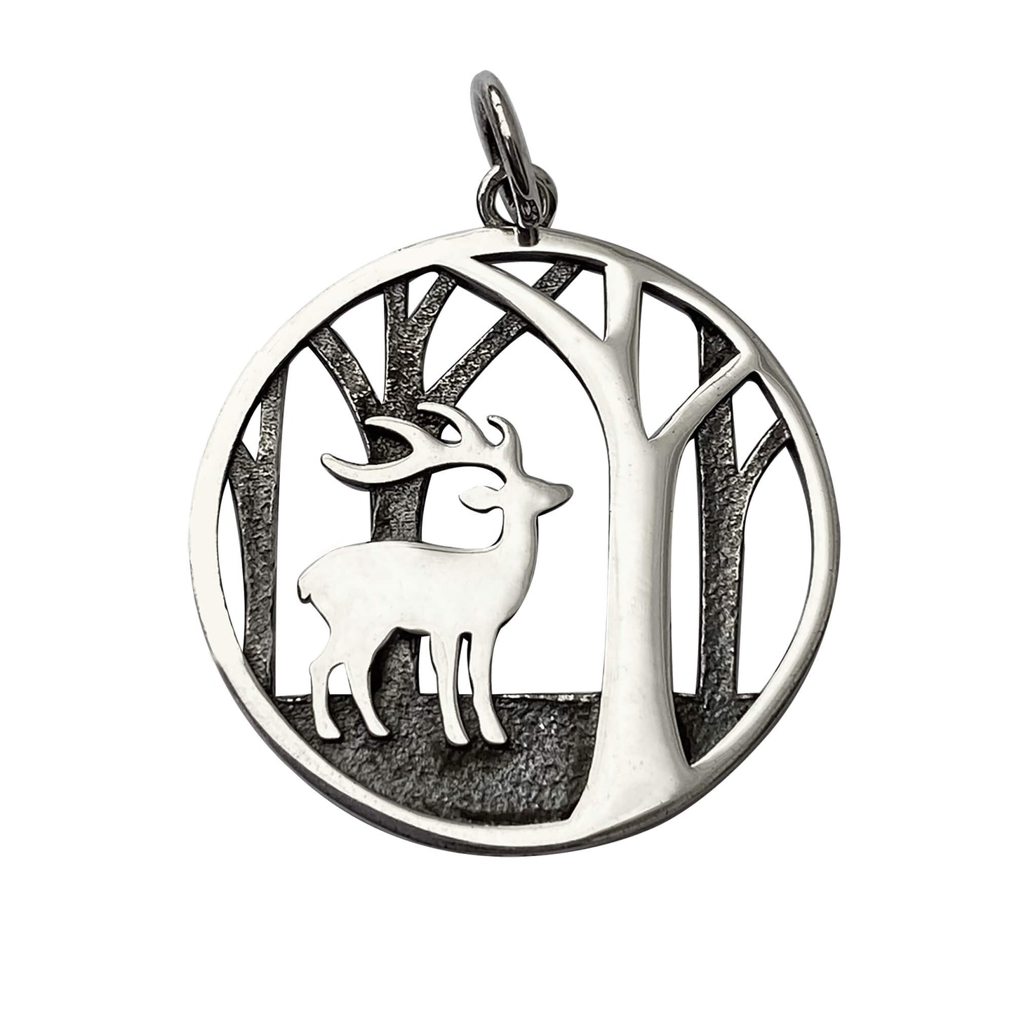 Sterling Silver Deer in the Woods Charm