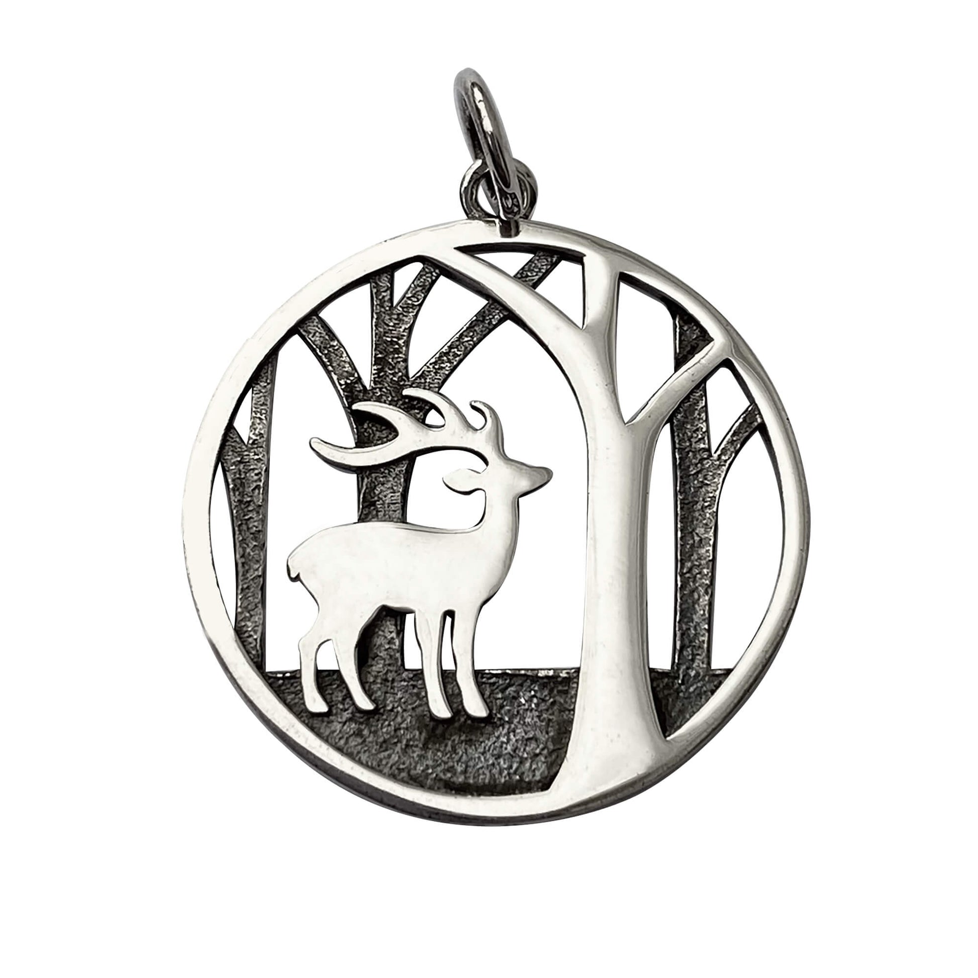 Sterling Silver Deer in the Woods Charm