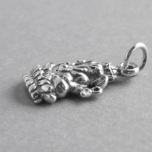 Sterling silver Ganesh charm on a grey background