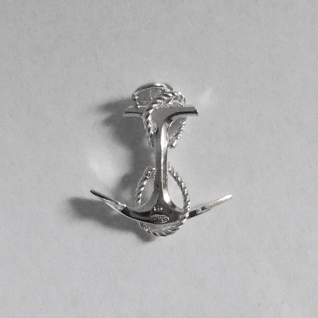 Large sterling silver anchor and rope charm back